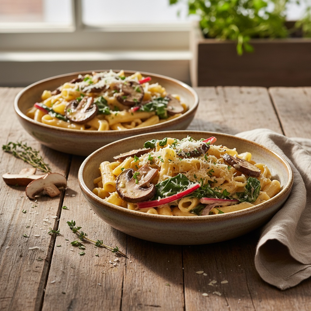 Creamy Mushroom & Chard Pasta